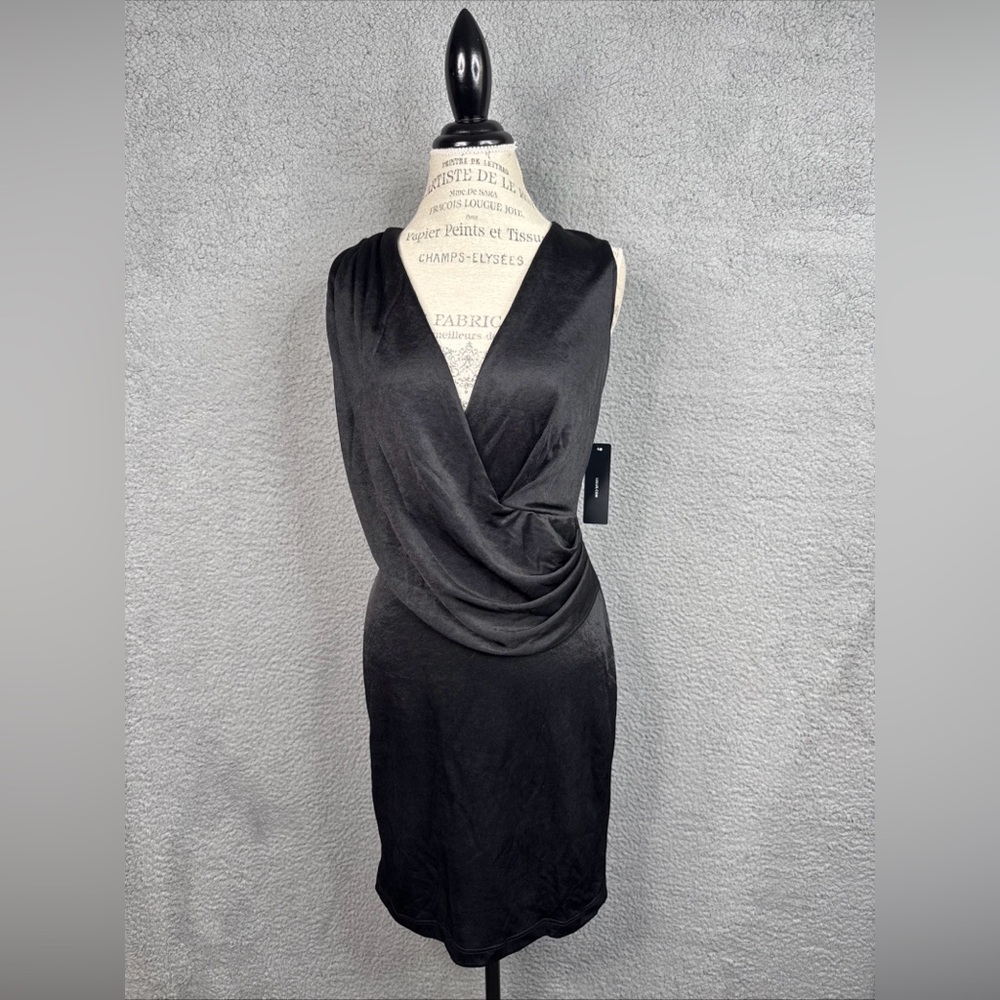 Lulus Womens Black Cocktal Mini Dress V-Neck Sleeveless Women’s Sz L NWT